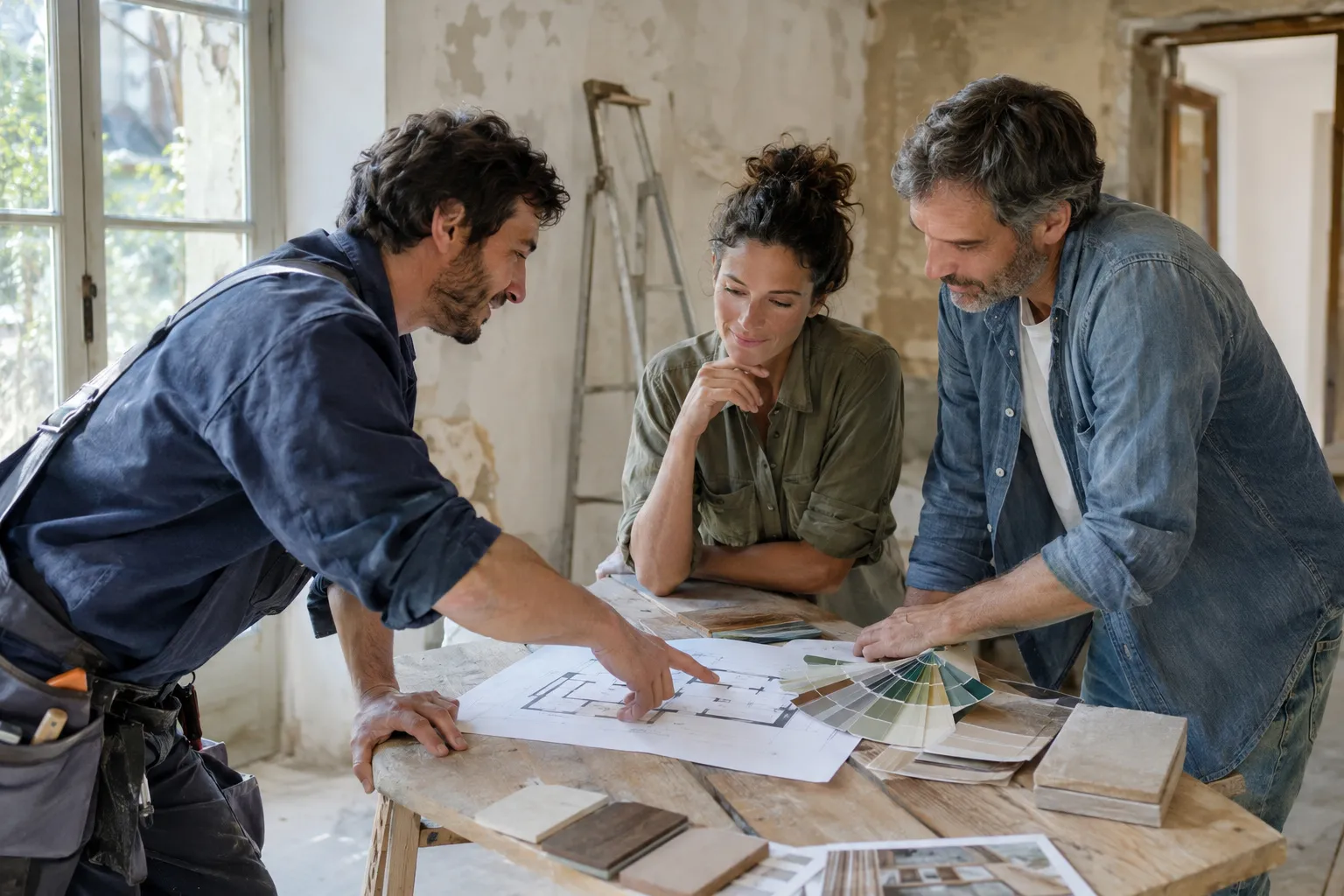 L’étude du projet : plans, échantillons et explications données au couple